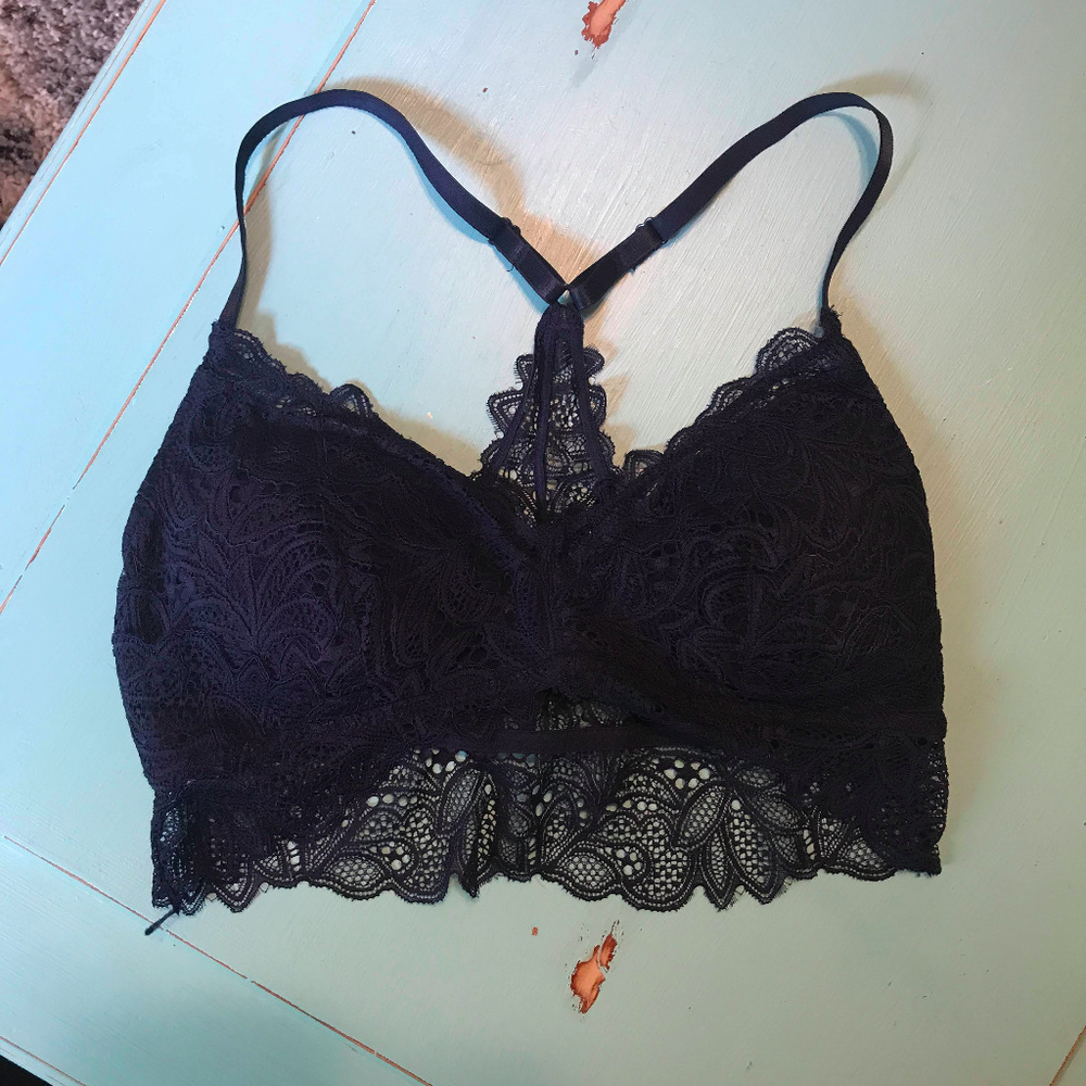 Padded Navy Lace Bralette
